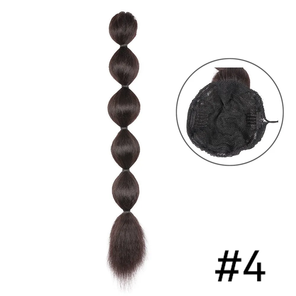 Kinky Straight Ponytail Syntehtic Bubble Ponytail Extensions 20Inch Long Drawstring Antern Bubble Pony Tail For Black Women