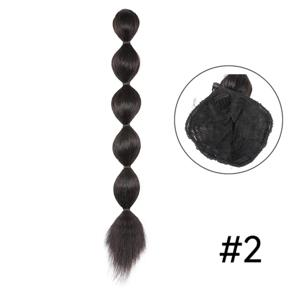 Kinky Straight Ponytail Syntehtic Bubble Ponytail Extensions 20Inch Long Drawstring Antern Bubble Pony Tail For Black Women