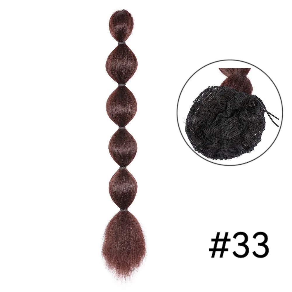 Kinky Straight Ponytail Syntehtic Bubble Ponytail Extensions 20Inch Long Drawstring Antern Bubble Pony Tail For Black Women