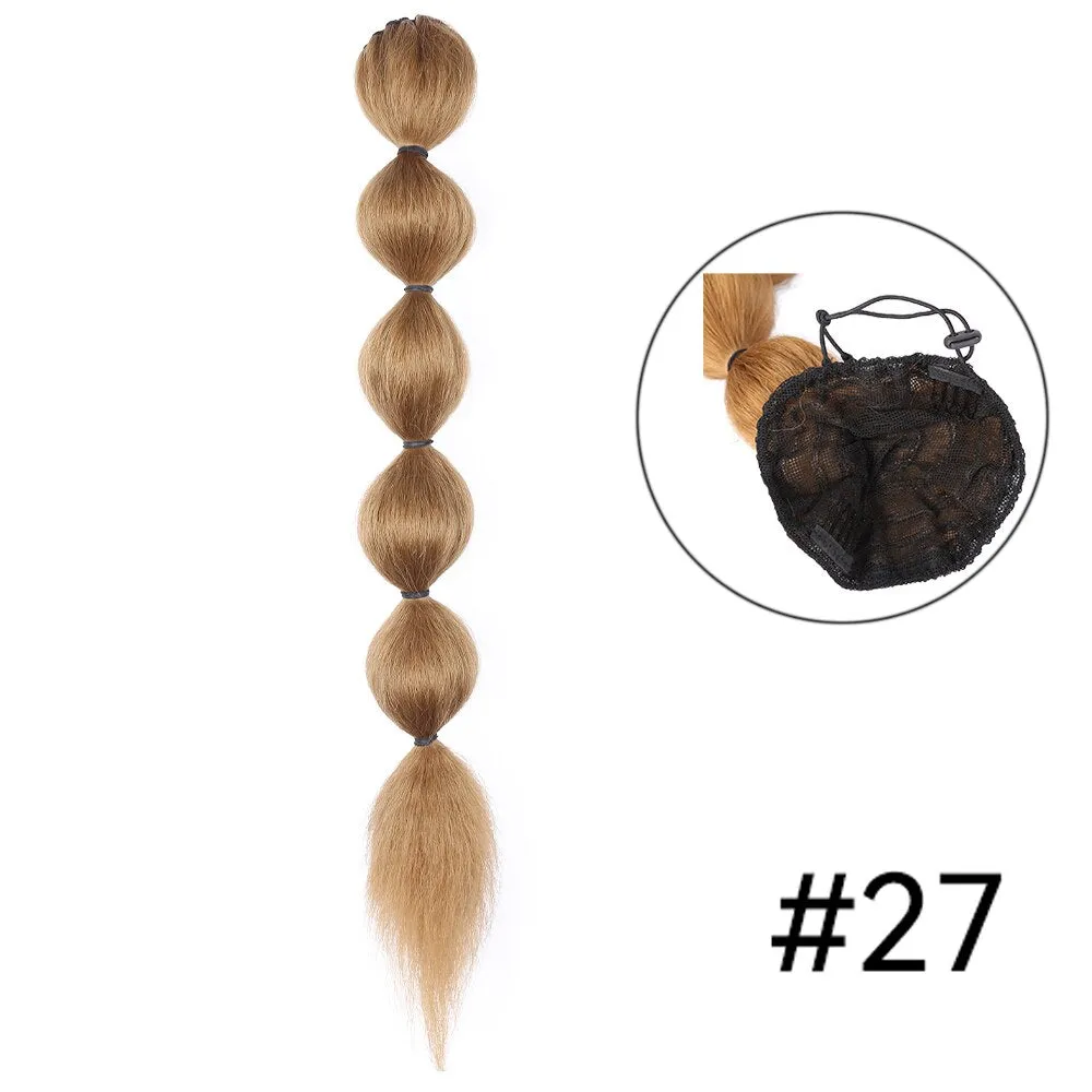 Kinky Straight Ponytail Syntehtic Bubble Ponytail Extensions 20Inch Long Drawstring Antern Bubble Pony Tail For Black Women