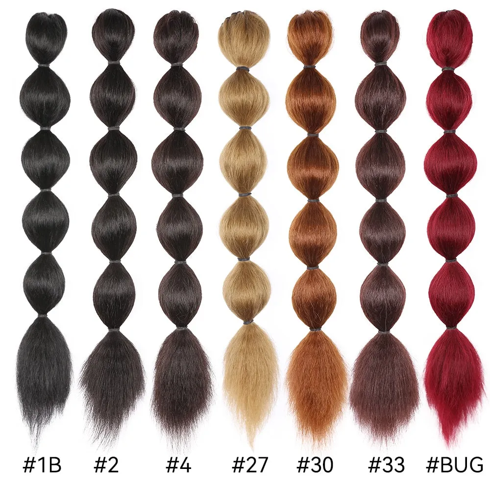 Kinky Straight Ponytail Syntehtic Bubble Ponytail Extensions 20Inch Long Drawstring Antern Bubble Pony Tail For Black Women