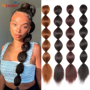 Kinky Straight Ponytail Syntehtic Bubble Ponytail Extensions 20Inch Long Drawstring Antern Bubble Pony Tail For Black Women