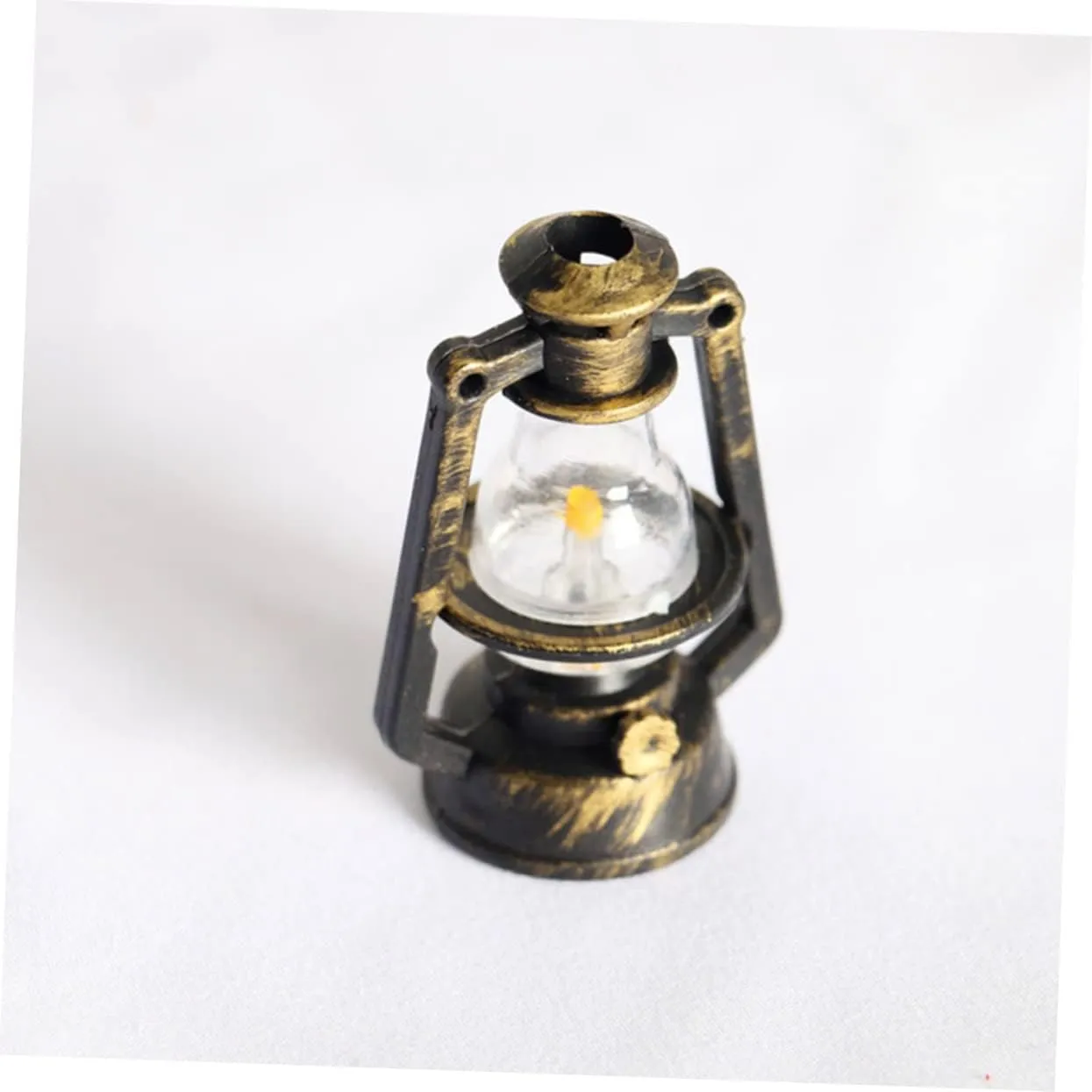 Kisangel 2sets Mini Kerosene Lamp Decor for Doll House Realistic Micro Scene Adornment Miniature Lighting for Rooms Handmade Retro Furniture Accent 10pcs*2