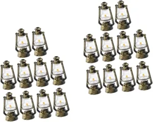 Kisangel 2sets Mini Kerosene Lamp Decor for Doll House Realistic Micro Scene Adornment Miniature Lighting for Rooms Handmade Retro Furniture Accent 10pcs*2