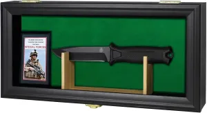 Knife Display Case Collect Pocket Knife Display Stand Military Folding Single Knife Shadow Box Wall Mount Cabinet with Uv Protection Acrylic Lockable Collectibles Knife-Black
