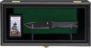 Knife Display Case collect Pocket Knife Display Stand Military Folding Single Knife Shadow Box Wall Mount Cabinet with UV Protection Acrylic Lockable