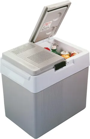 Koolatron Electric Portable Cooler Plug in 12V Car Cooler/Warmer, 33 qt (31 L),No Ice Thermo Electric Portable Fridge for Camping, Travel Road Trips Trucking with 12 Volt DC Power Cord, Gray/White.