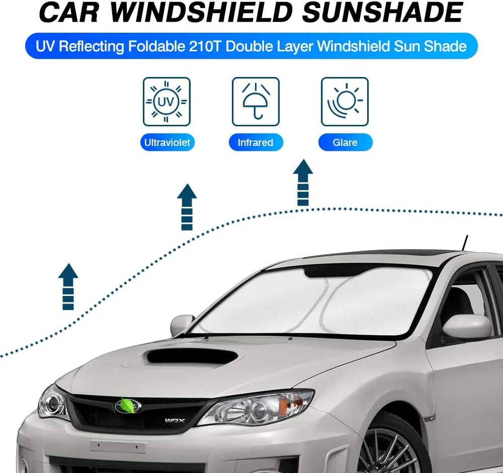 KUST Custom Fit Windshield Sun Shade for 2008-2015 Subaru Impreza WRX/WRX STI Sunshade Foldable Sun Visor Protector Blocks UV Rays Keep Your Car Cooler