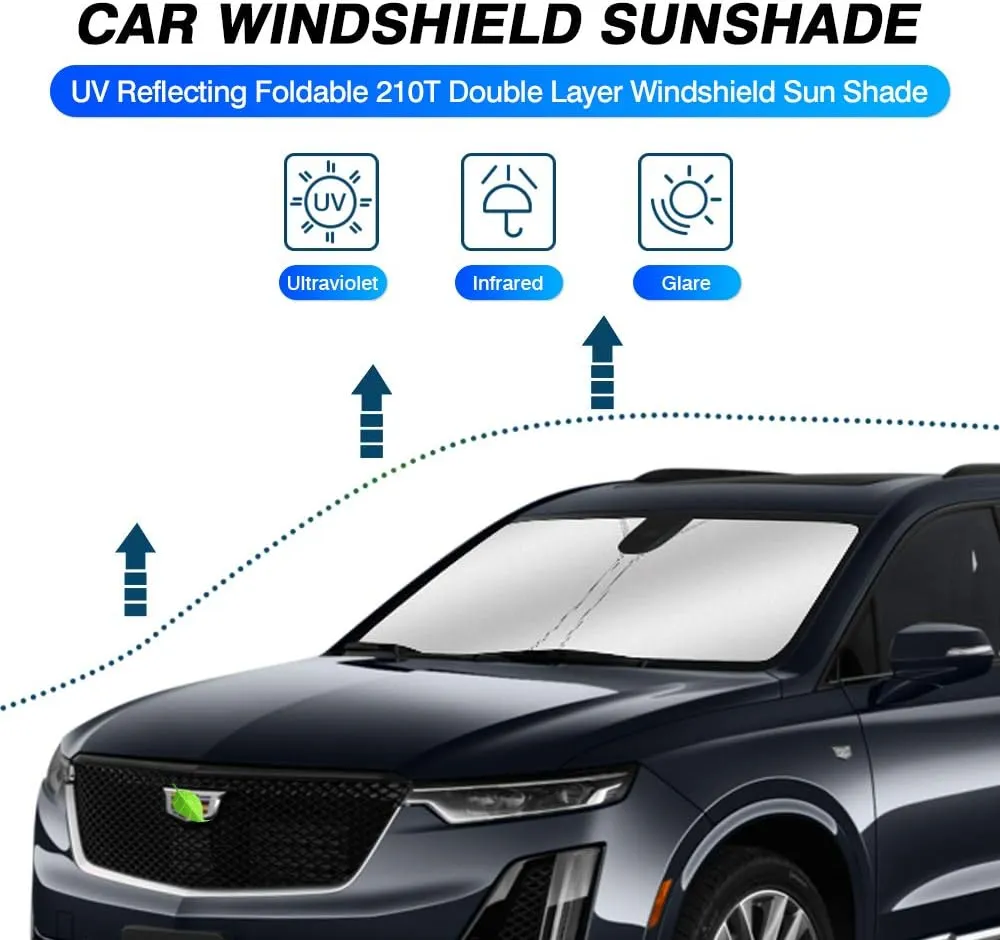 KUST Custom Fit Windshield Sun Shade for 2020-2024 2025 Cadillac XT6 Accessories Sunshade Window Sun Visor Protector Foldable Blocks UV Rays Keep Your Car Cooler