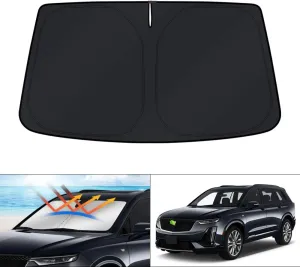 KUST Custom Fit Windshield Sun Shade for 2020-2024 2025 Cadillac XT6 Accessories Sunshade Window Sun Visor Protector Foldable Blocks UV Rays Keep Your Car Cooler