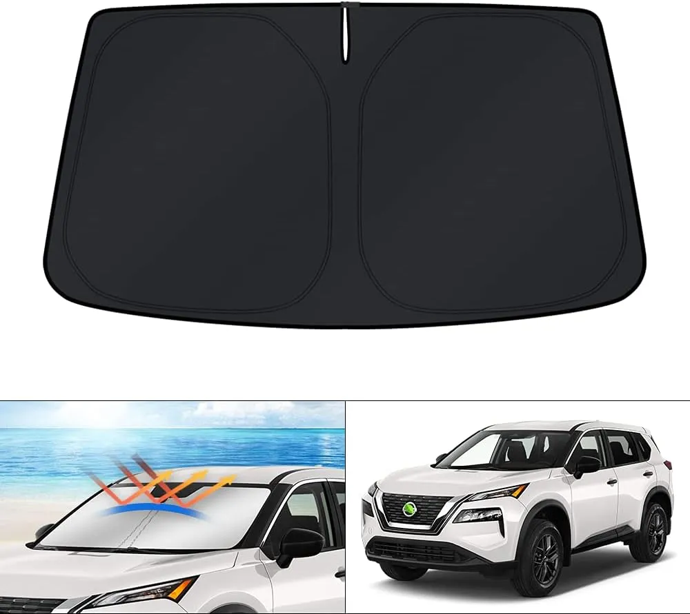 KUST Custom Fit Windshield Sun Shade for 2021-2025 Nissan Rogue 3rd Gen. Accessories (Not for Rogue Sport) Window Shade Cover Sun Visor Sunshield Foldable Protector Blocks UV Rays Keep Your Car Cooler