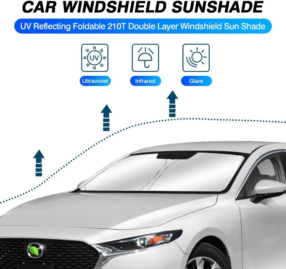 KUST Custom Fit Windshield Sun Shade for Mazda 3 Accessories 2019-2024 2025 Mazda3 Hatchback/Sedan Window Shade Cover Sun Visor Foldable Blocks UV Rays Keep Your Car Cooler