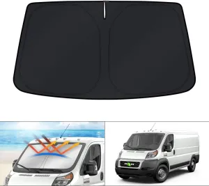 KUST Windshield Sun Shade for 2014-2025 Dodge RAM ProMaster Accessories Full Size Cargo Van Chassis Cab Cutaway Window Van Sunshade Foldable Sun Visor Protector Blocks UV Rays Keep Your Car Cooler