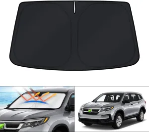 KUST Windshield Sun Shade for 2016-2024 2025 Honda Pilot SUV Accessories Window Sunshade Sun Visor Protector Foldable Blocks UV Rays Keep Your Car Cooler