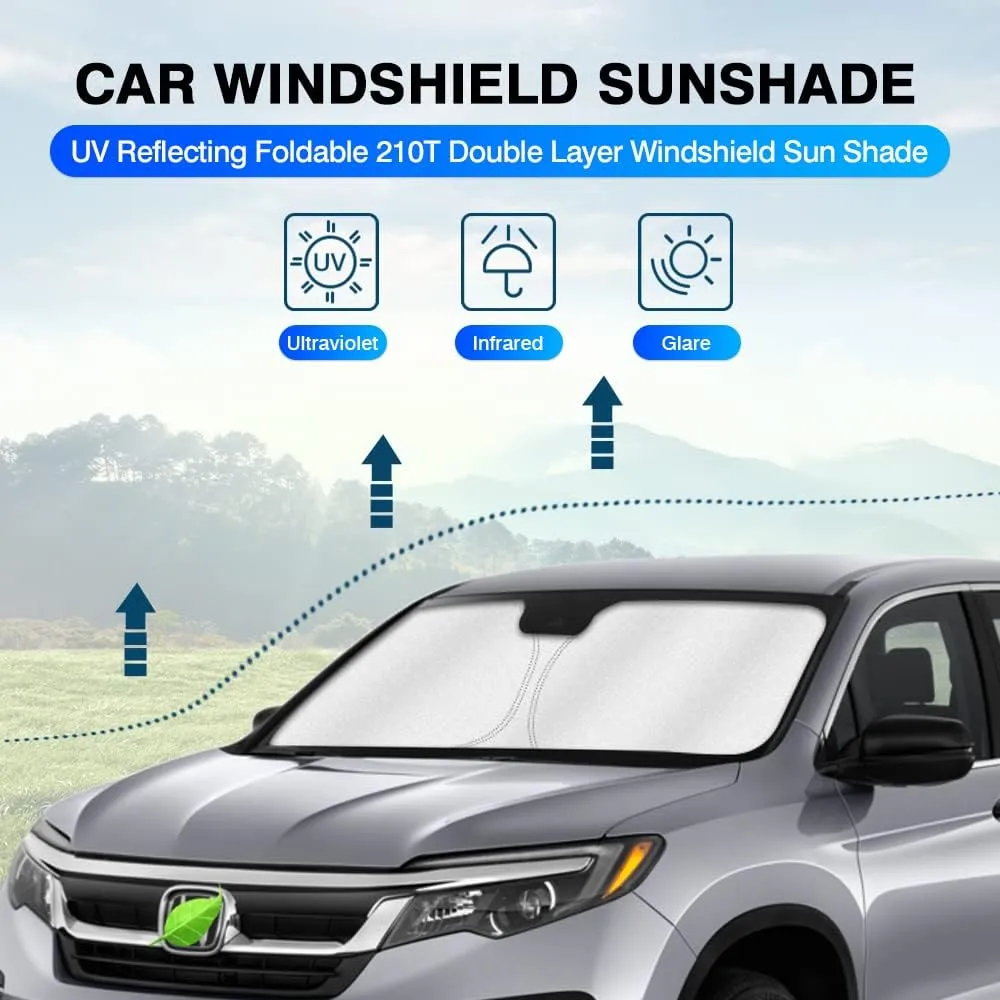 KUST Windshield Sun Shade for 2016-2024 2025 Honda Pilot SUV Accessories Window Sunshade Sun Visor Protector Foldable Blocks UV Rays Keep Your Car Cooler