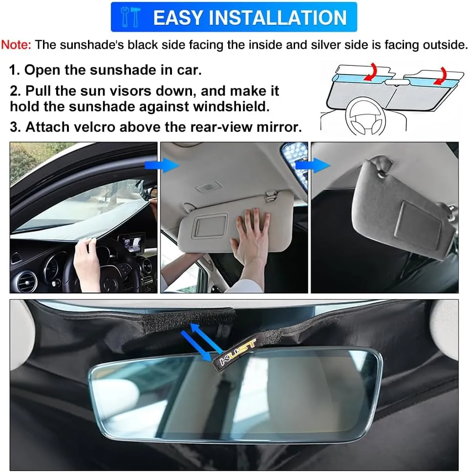 KUST Windshield Sun Shade for 2019-2024 2025 Volvo XC40 Accessories Sunshade Sun Visor Protector Foldable Blocks UV Rays Keep Your Car Cooler