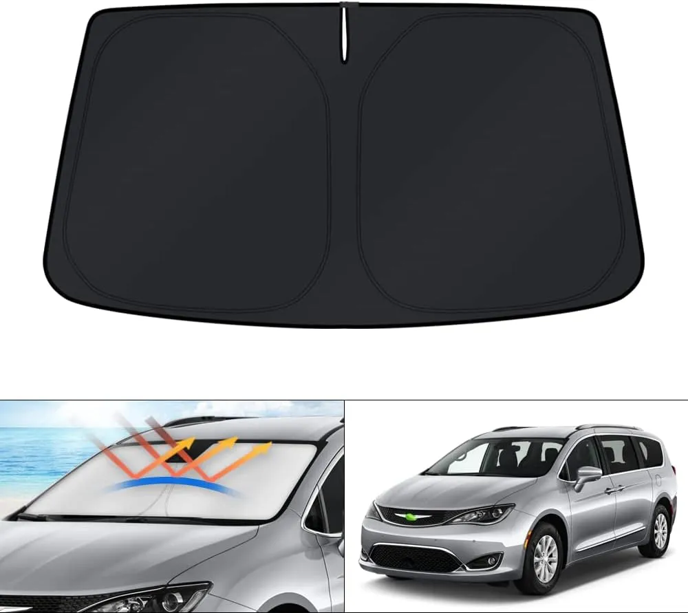 KUST Windshield Sun Shade for Chrysler Pacifica Minivan Accessories 2017-2025 Window Sunshade Sun Visor Protector Foldable Blocks UV Rays Keep Your Car Cooler
