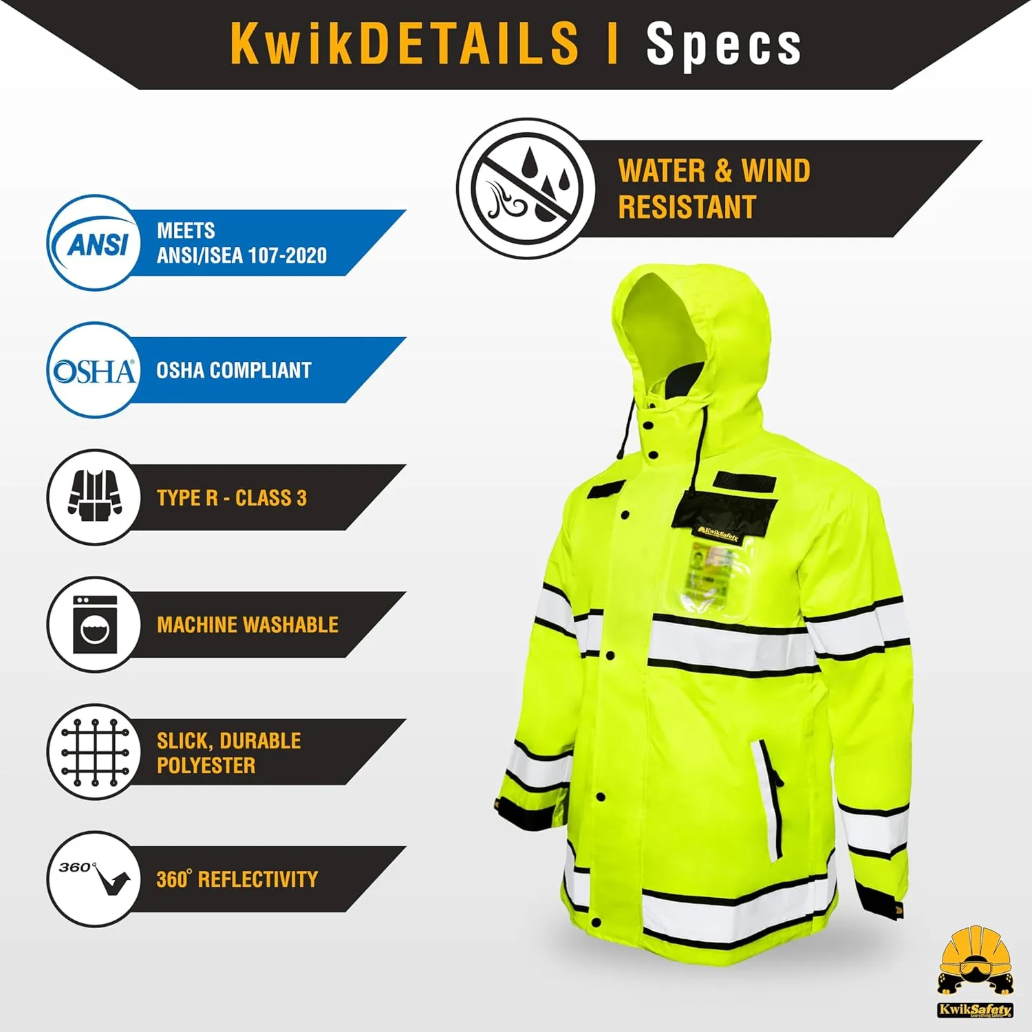 KwikSafety - Charlotte, NC - TORRENT High Vis Rain Jacket & Trench Coat ANSI OSHA Compliant