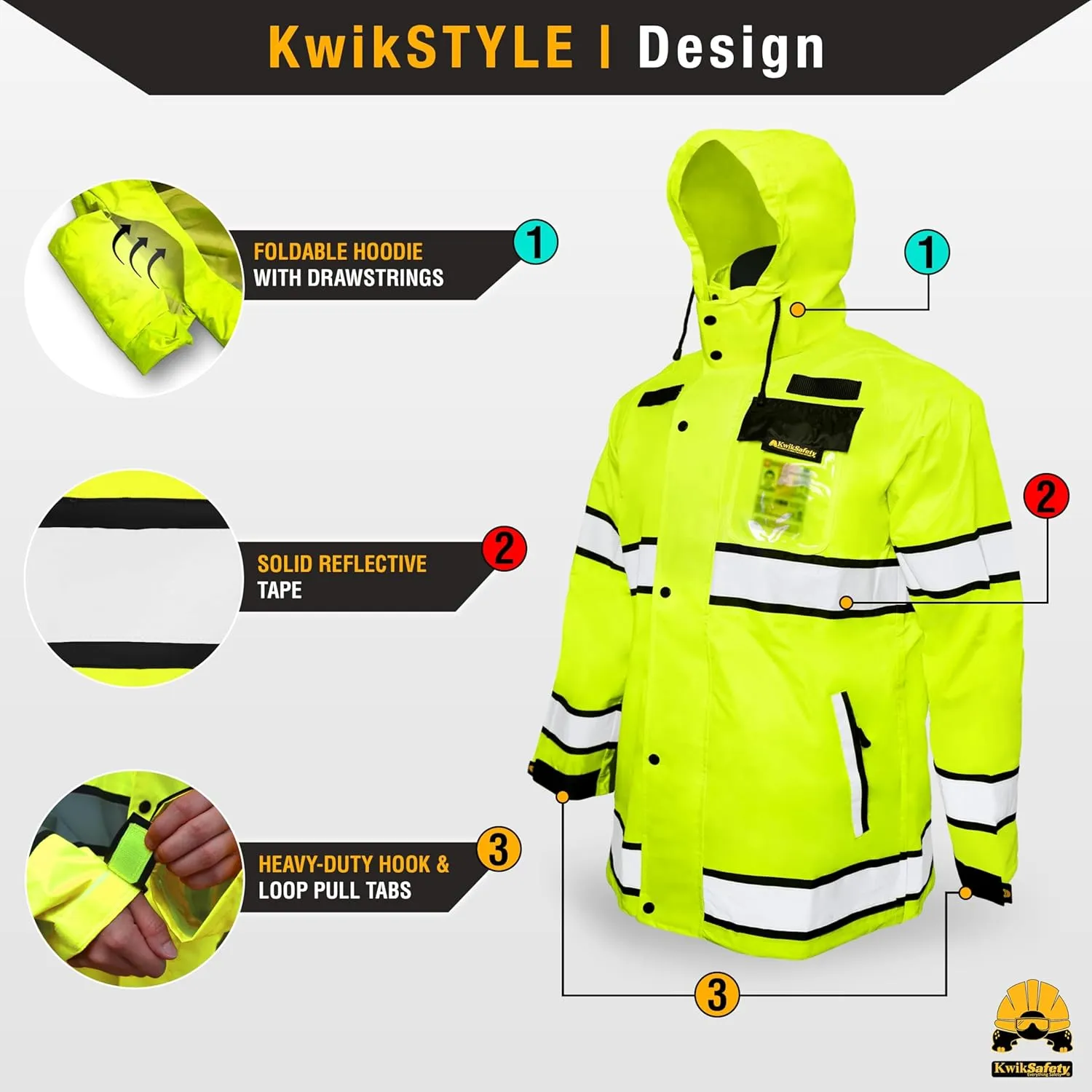 KwikSafety - Charlotte, NC - TORRENT High Vis Rain Jacket & Trench Coat ANSI OSHA Compliant