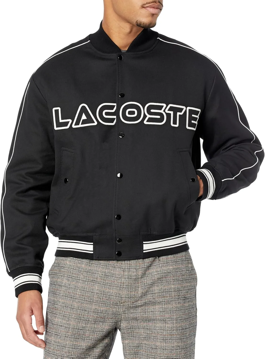 Lacoste Men's Embroidered Cotton Twill Bomber Jacket