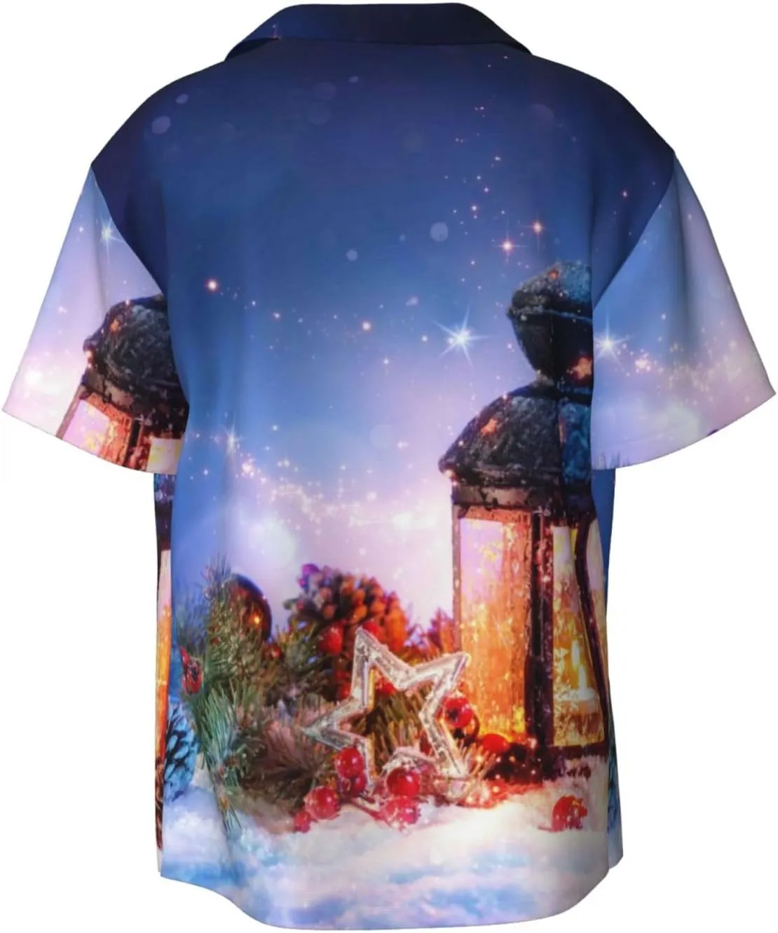 Lantern On Snow with Christmas for Wrinkle Moisture-Wicking Eco Fabric Modern Slim Fit for Casual Office