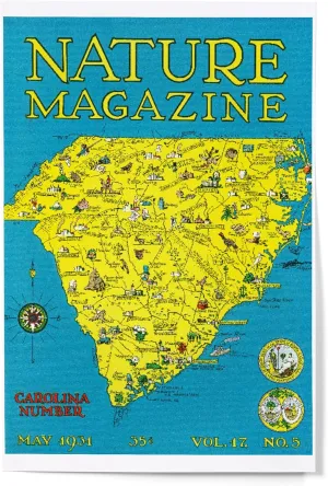 Lantern Press 12x18 Inch Art Print, Detailed Map of North and South Carolina States with Scenic Spots to Visit, Vintage Magazine