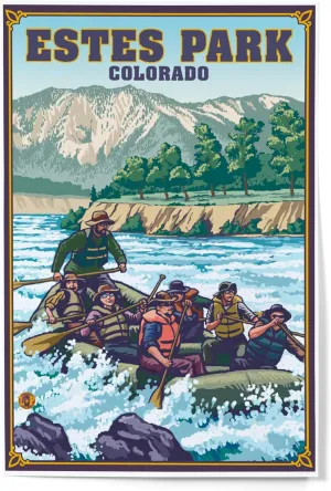 Lantern Press 12x18 Inch Art Print, Estes Park, Colorado, River Rafting
