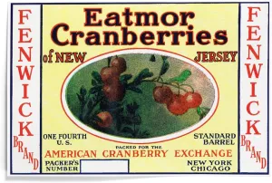 Lantern Press 12x18 Inch Art Print, Fenwick Eatmor Cranberries Brand Label