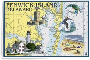 Lantern Press 12x18 Inch Art Print, Fenwick Island, Delaware, Nautical Chart