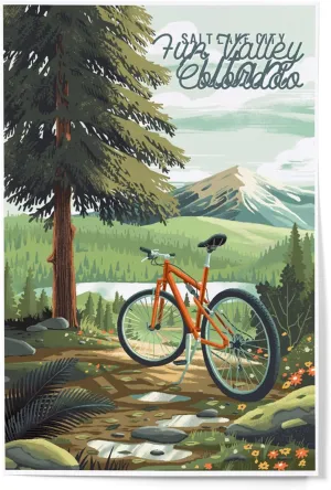 Lantern Press 12x18 Inch Art Print, Fun Valley, Colorado, Off To Wander, Cycling with Mountains