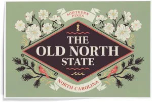 Lantern Press 12x18 Inch Art Print, Southern Pines, North Carolina, State Motto Crest, State Series