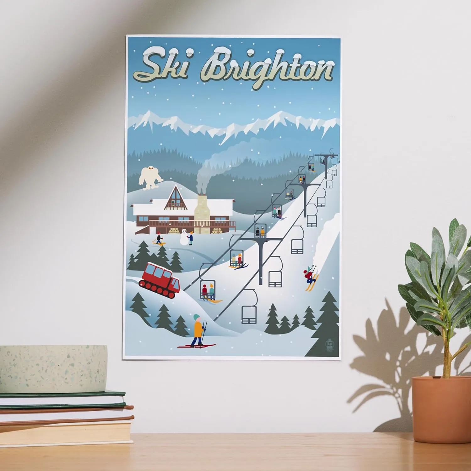Lantern Press 12x18 Inch Art Print Wall Decor, Brighton, Utah, Retro Ski Resort