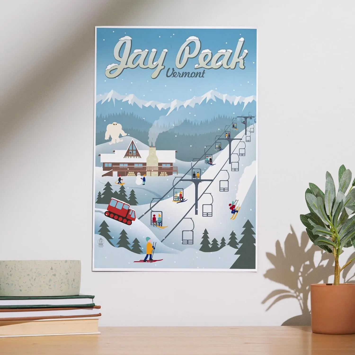 Lantern Press 12x18 Inch Art Print Wall Decor, Jay Peak, Vermont, Retro Ski Resort