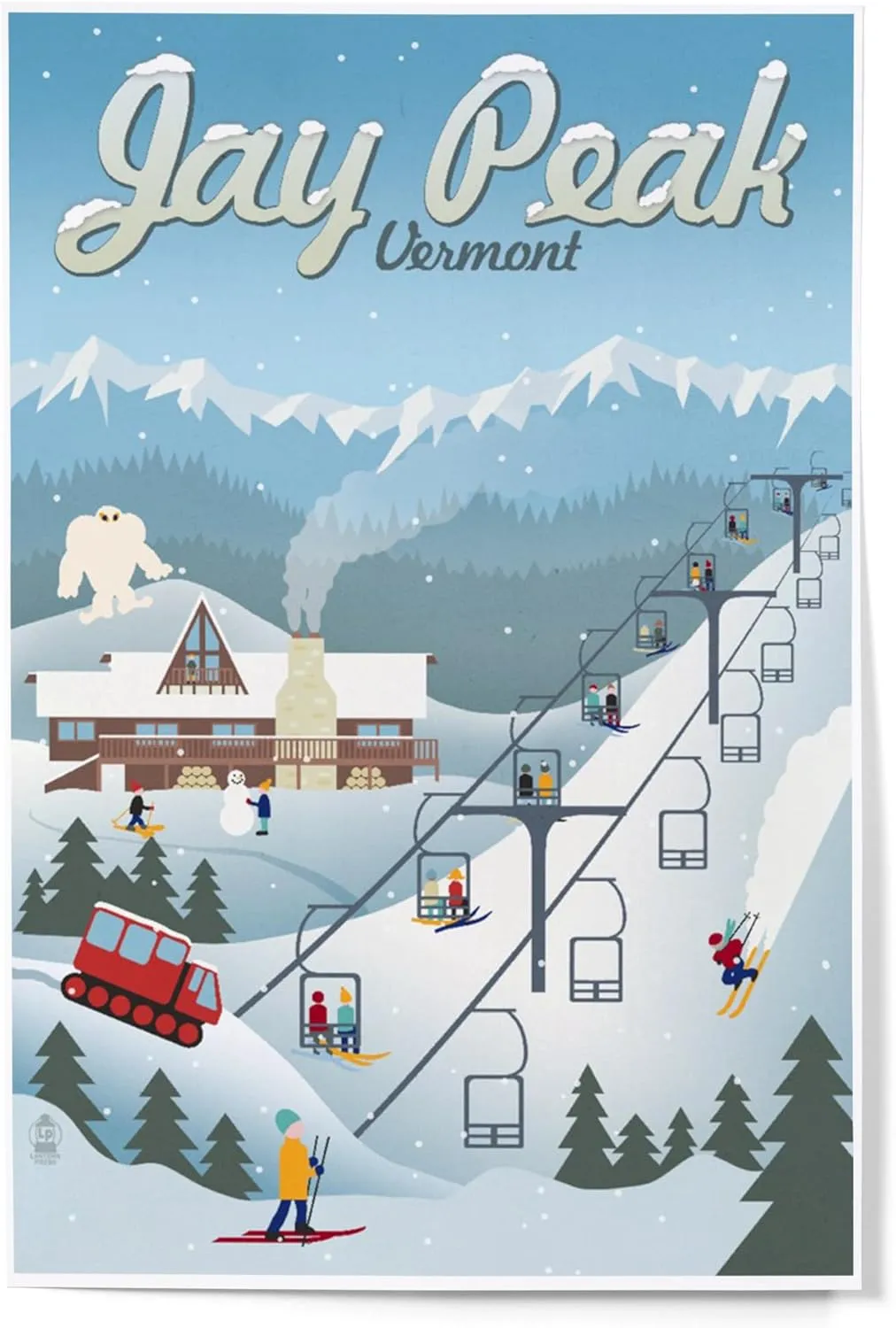 Lantern Press 12x18 Inch Art Print Wall Decor, Jay Peak, Vermont, Retro Ski Resort