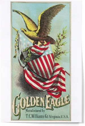Lantern Press 12x18 Inch Art Print Wall Decor, Virginia, Golden Eagle Brand Tobacco Label