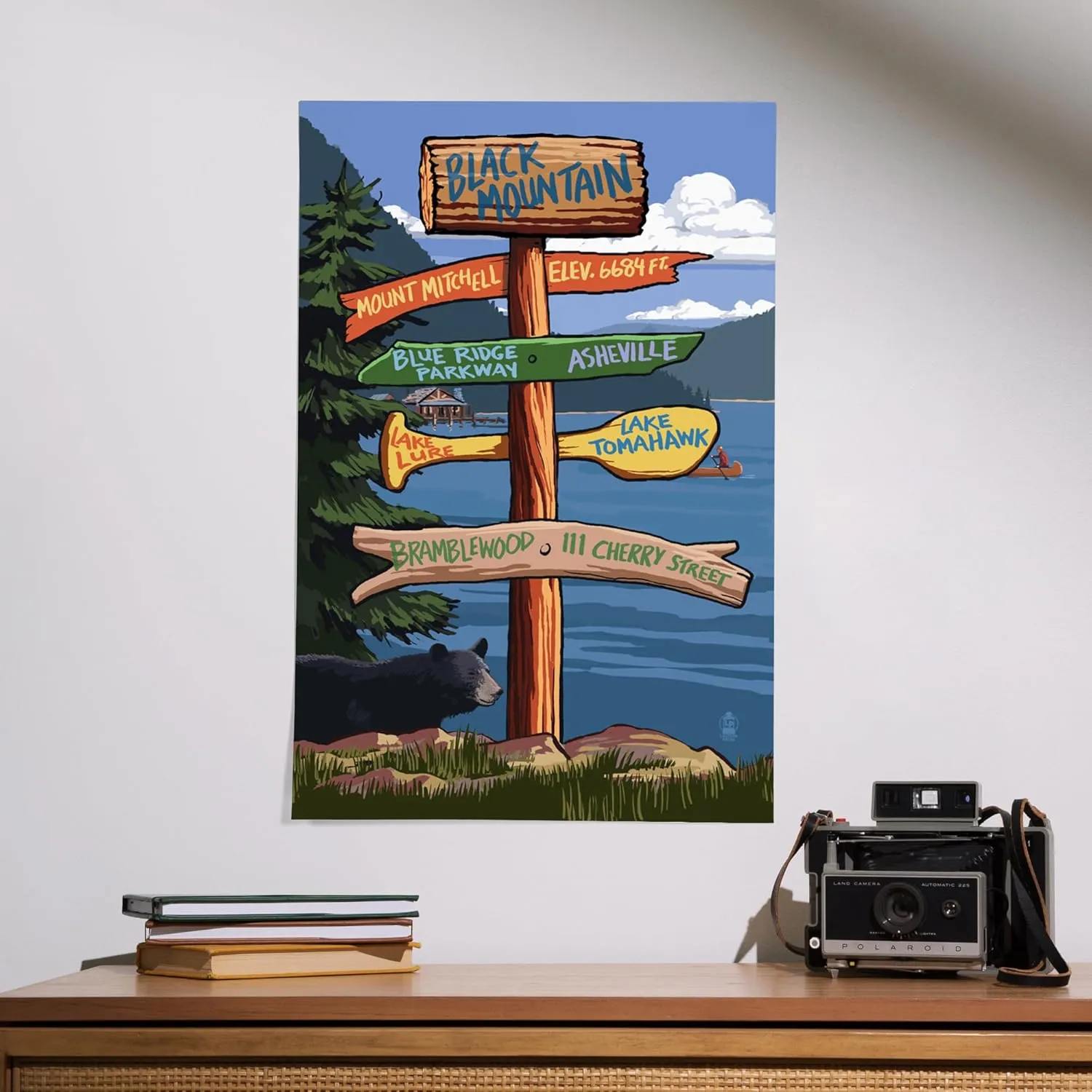 Lantern Press 16x24 Inch Giclee Art Print Wall Decor, Black Mountain, North Carolina, Sign Destinations