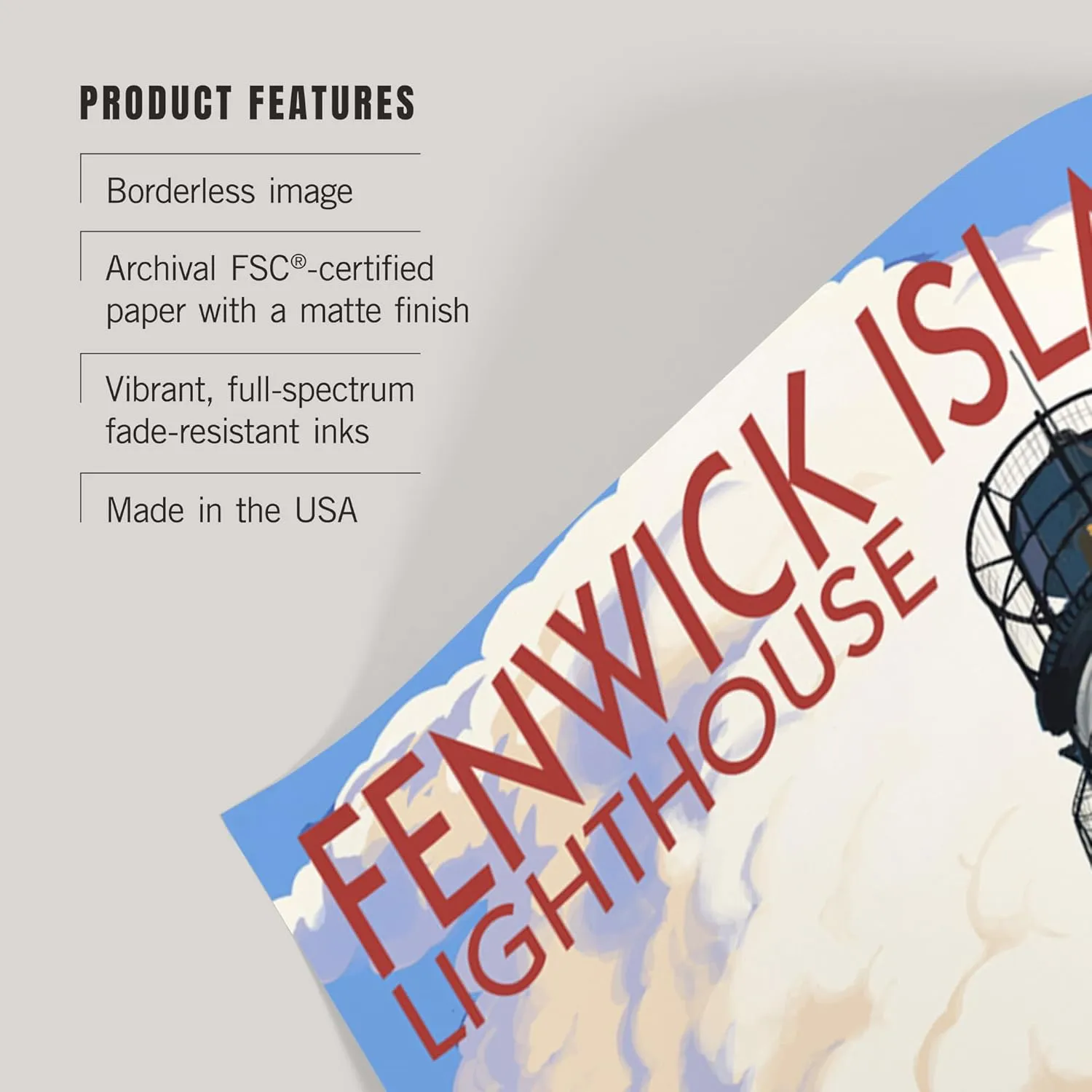 Lantern Press 16x24 Inch Giclee Art Print Wall Decor, Fenwick Island, Delaware, Lighthouse