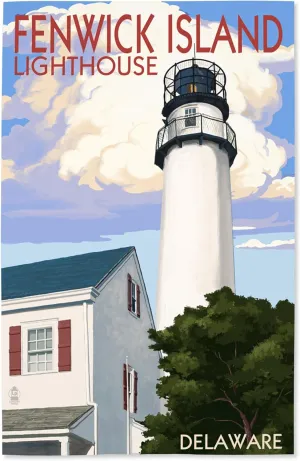 Lantern Press 16x24 Inch Giclee Art Print Wall Decor, Fenwick Island, Delaware, Lighthouse