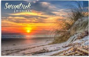 Lantern Press 16x24 Inch Giclee Art Print Wall Decor, Saugatuck, Michigan, Photography, Sunset on Beach