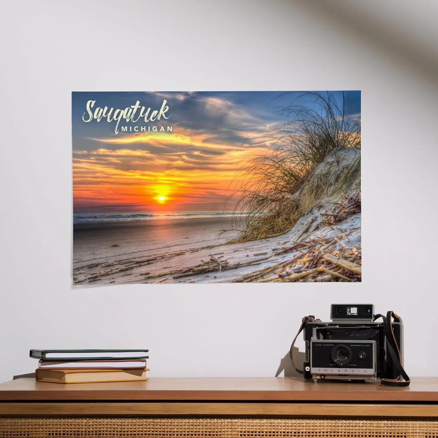 Lantern Press 16x24 Inch Giclee Art Print Wall Decor, Saugatuck, Michigan, Photography, Sunset on Beach