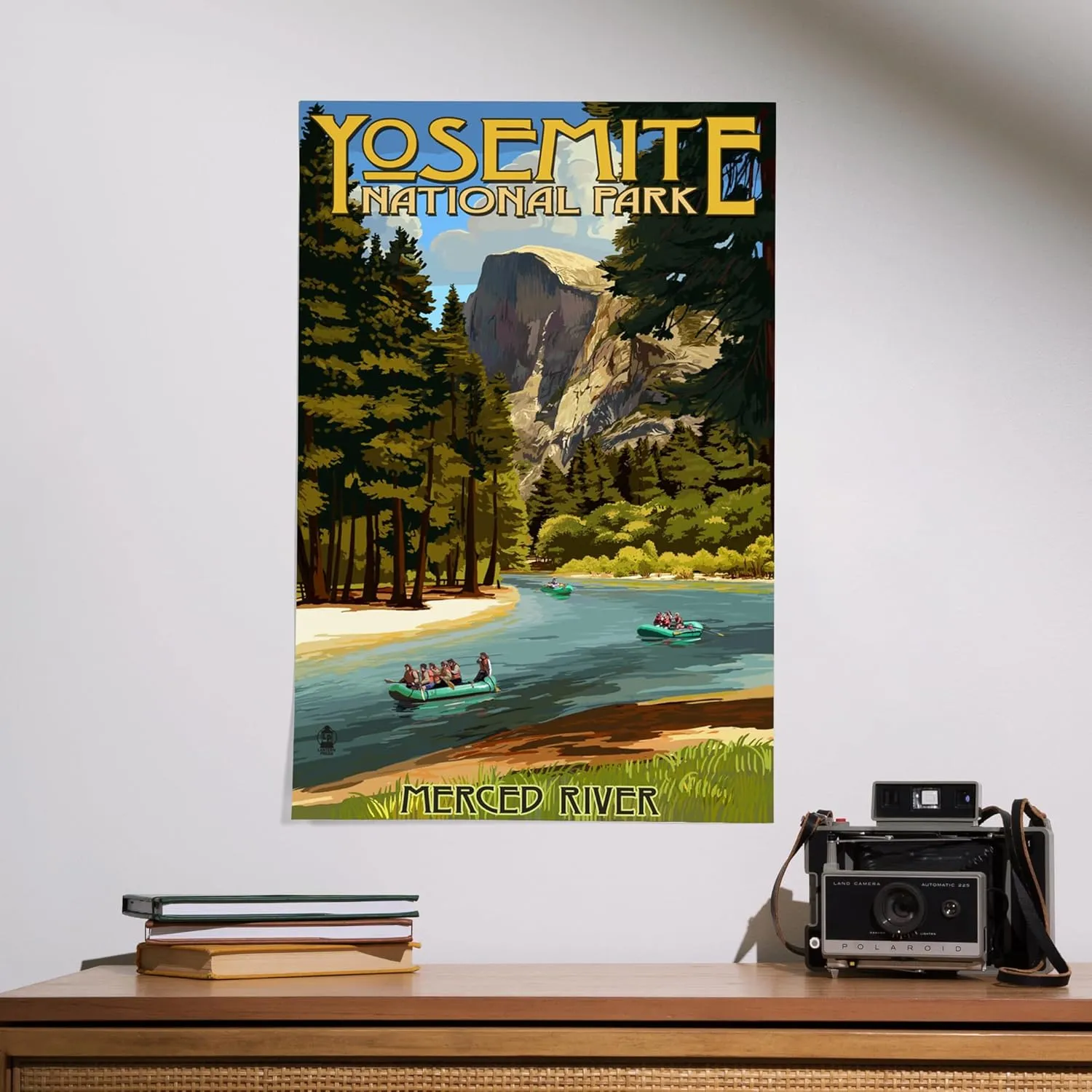 Lantern Press 16x24 Inch Giclee Art Print Wall Decor, Yosemite National Park, California, Merced River Rafting