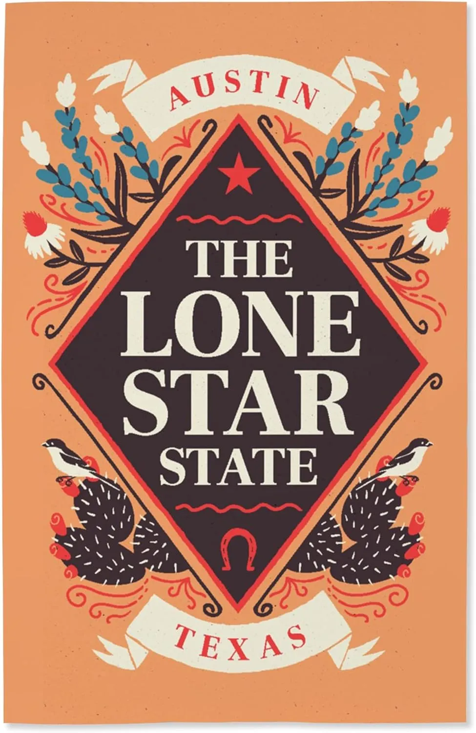 Lantern Press 16x24 Inch Giclee Print, Austin, Texas, State Motto Crest, State Pride Series