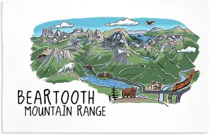 Lantern Press 16x24 Inch Giclee Print, Beartooth Mountain Range, Montana, Line Drawing