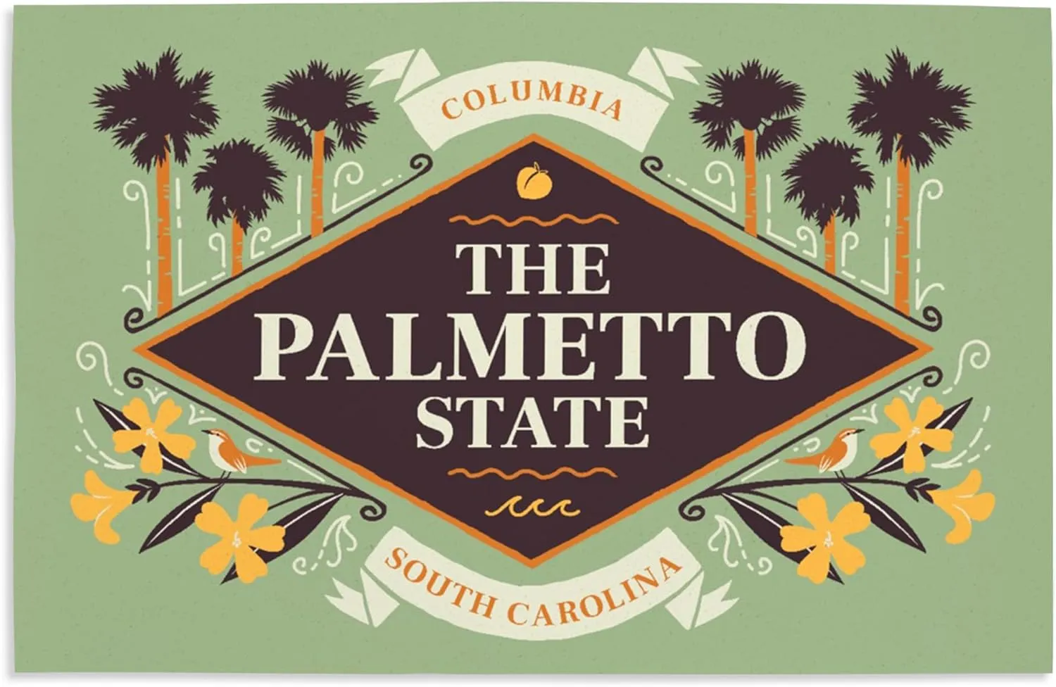 Lantern Press 16x24 Inch Giclee Print, Columbia, South Carolina, State Motto Crest, State Series