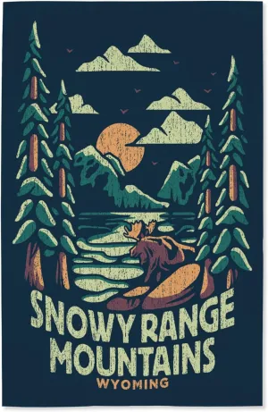 Lantern Press 16x24 Inch Giclee Print, Snowy Range Mountains, Wyoming, Distress Vector Shapes