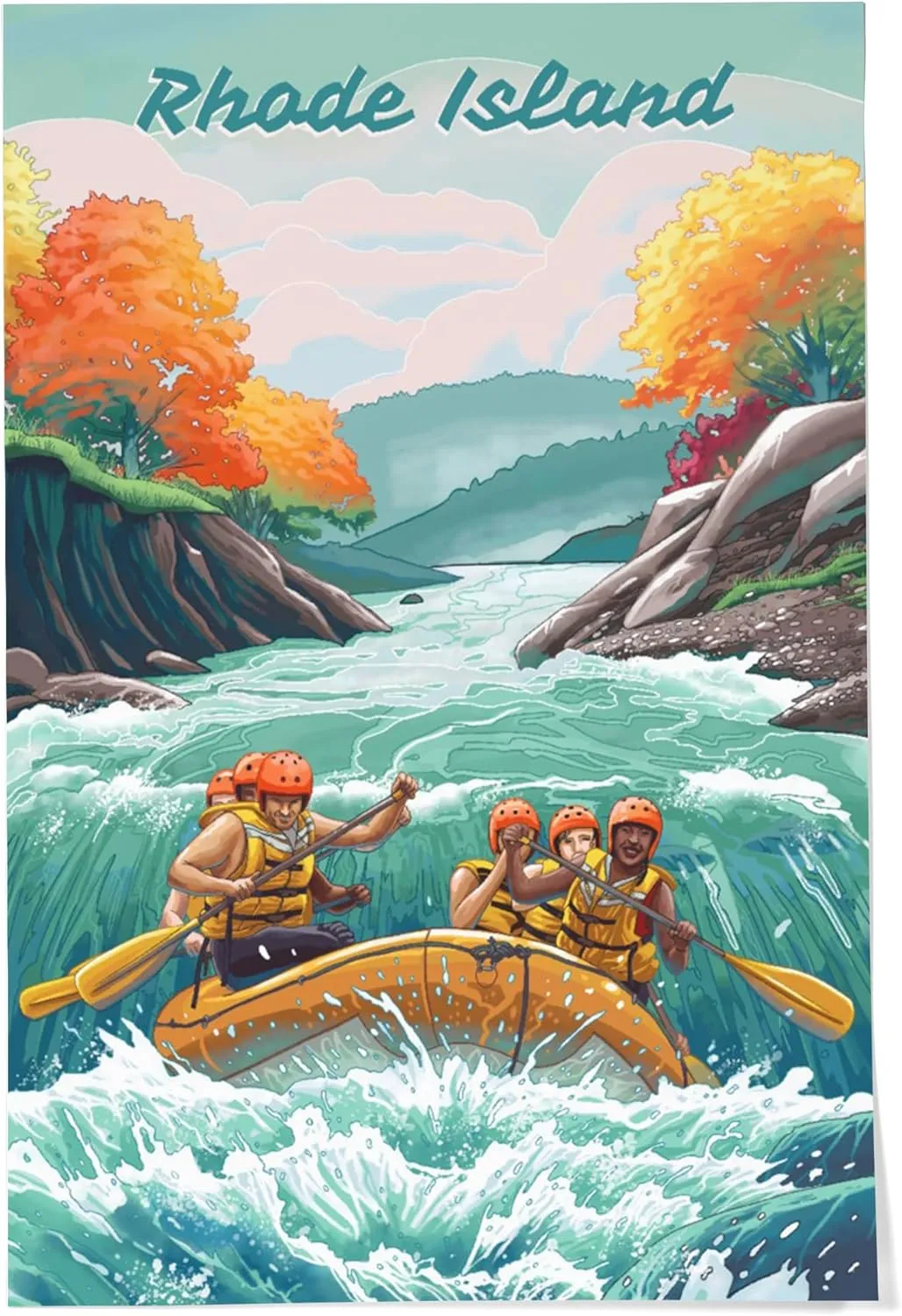 Lantern Press 24x36 Inch Giclee Print, Rhode Island, Seek Adventure, River Rafting, Fall Colors