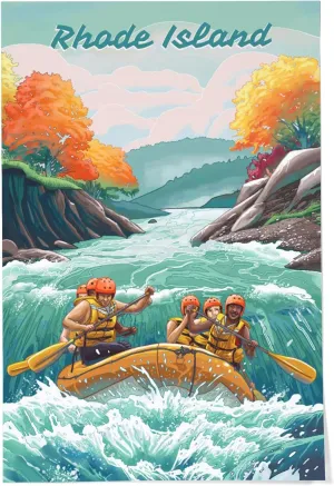 Lantern Press 24x36 Inch Giclee Print, Rhode Island, Seek Adventure, River Rafting, Fall Colors