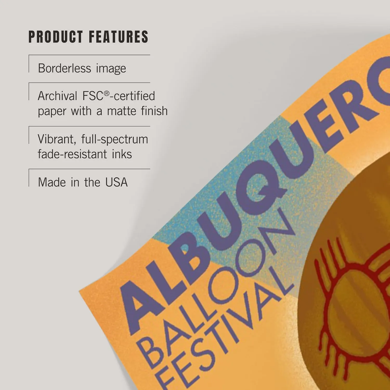 Lantern Press 36x54 Inch Giclee Art Print Wall Decor, Albuquerque, New Mexico, Hot Air Balloon Festival, Lithograph