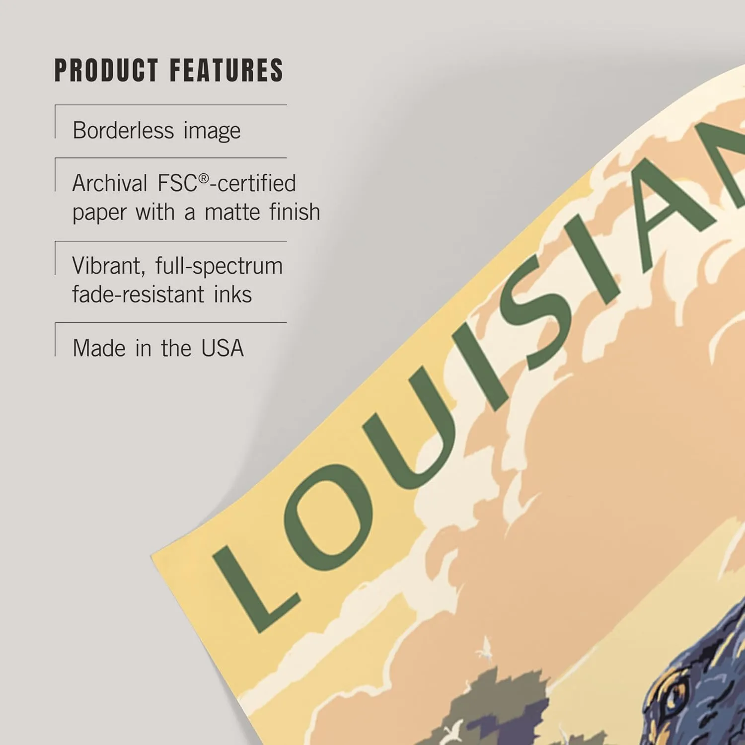 Lantern Press 36x54 Inch Giclee Art Print Wall Decor, Louisiana, Alligator and Baby