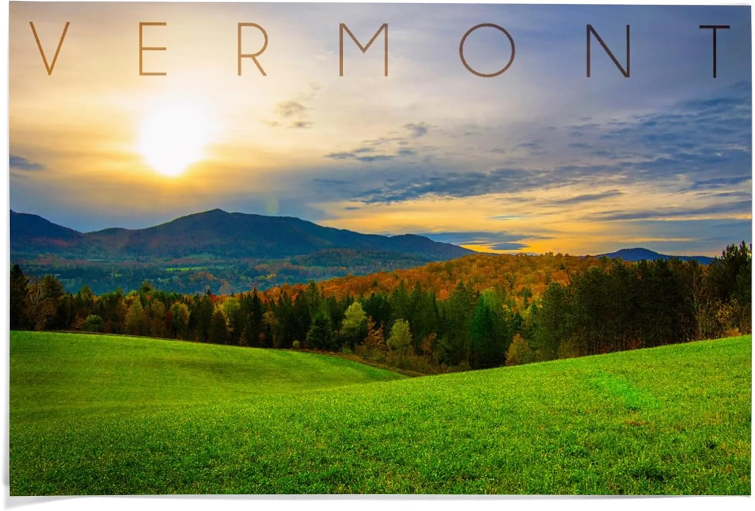 Lantern Press 36x54 Inch Giclee Print, Vermont, Fall Sunrise